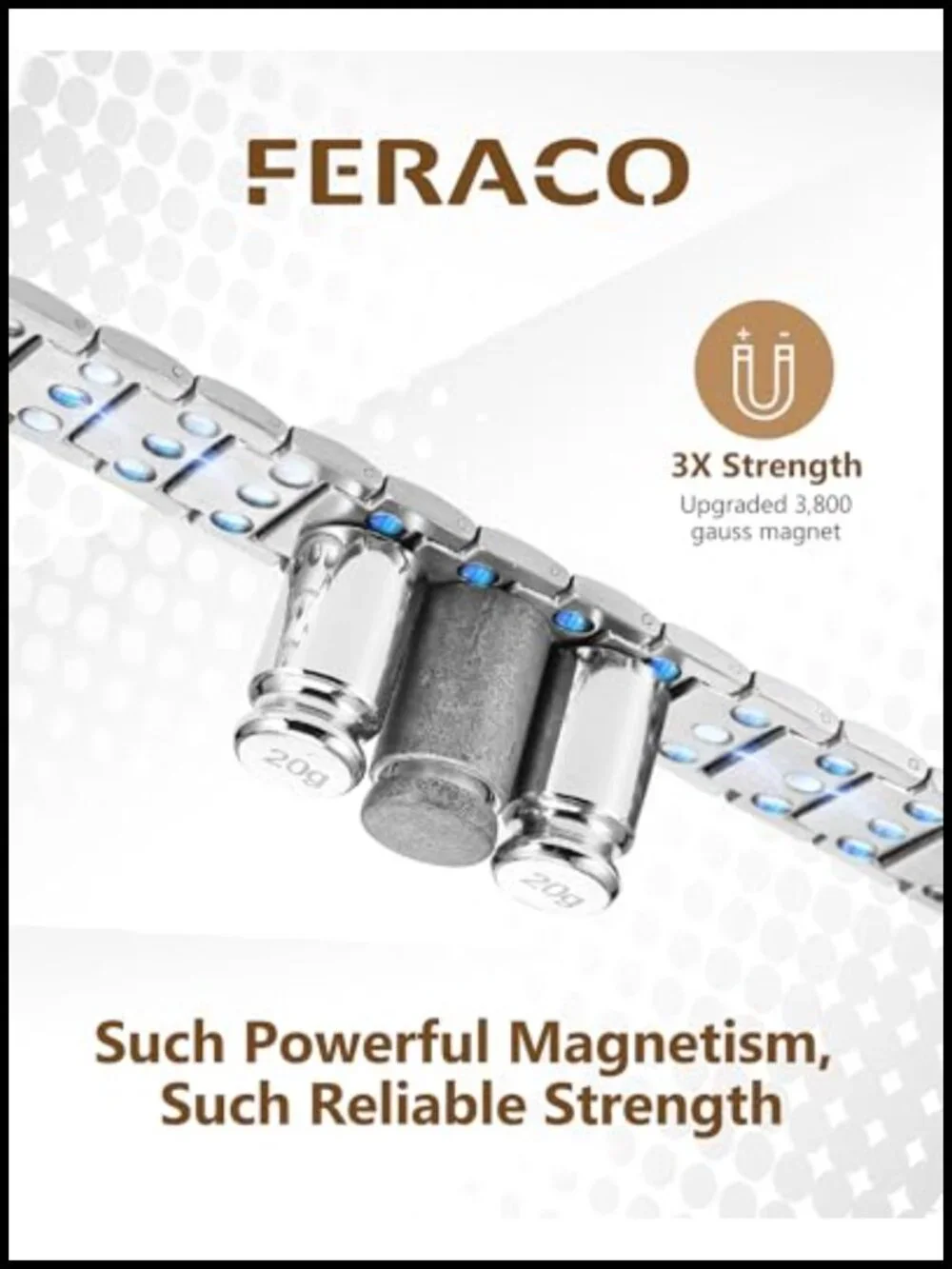 Magnetic Therapy Bracelet with 3 Rows Magnets Titanium Steel